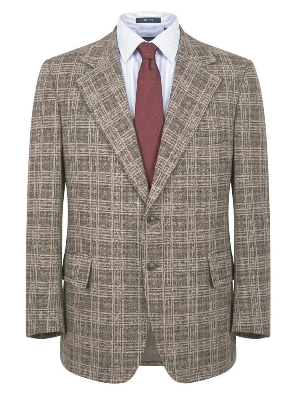 Bespoke Blazer Mens 42 Brown Check Plaid Sport Coat Jacket Retro Classic Vtg 70s